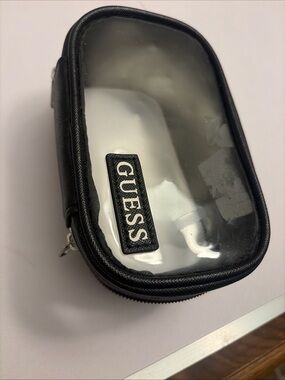 GUESS Clear Cosmetic Pouch with Black Trim
